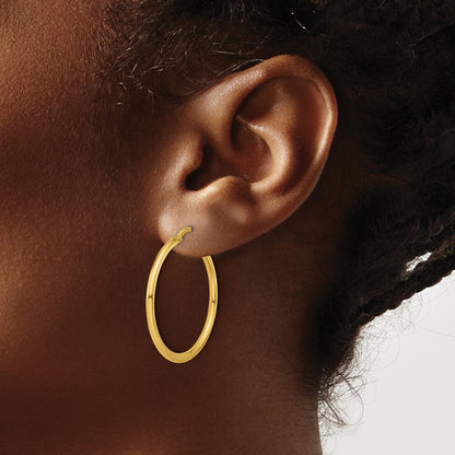 10K Yellow Gold Polished Round Hoop Earrings