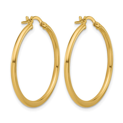 10K Yellow Gold Polished Round Hoop Earrings