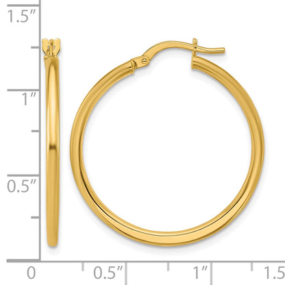 10K Yellow Gold Polished Round Hoop Earrings