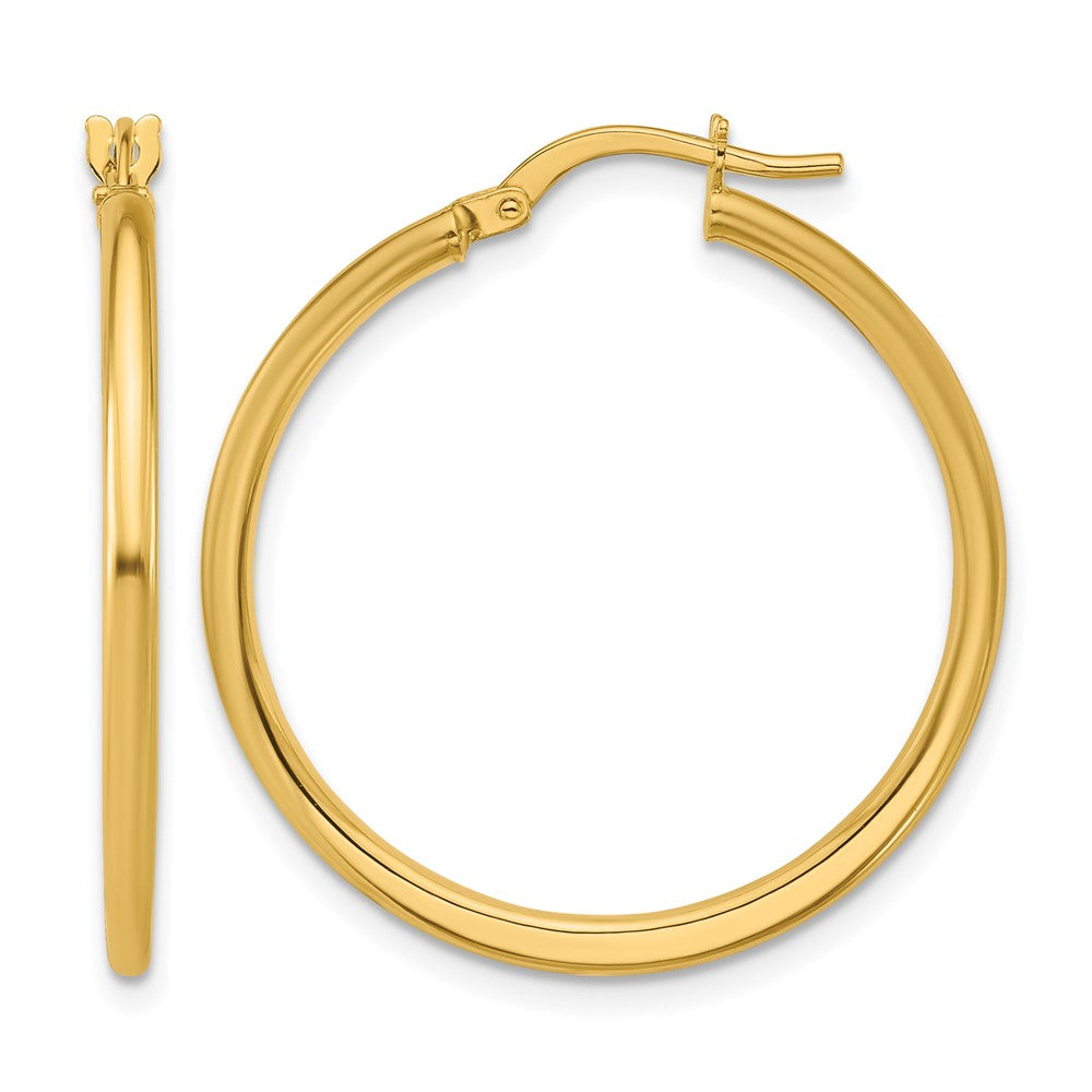 10K Yellow Gold Polished Round Hoop Earrings
