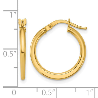 10K Yellow Gold Polished Round Hoop Earrings