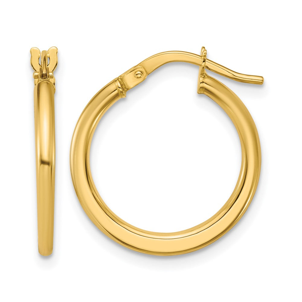 10K Yellow Gold Polished Round Hoop Earrings