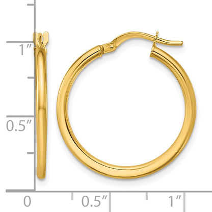10K Yellow Gold Polished Round Hoop Earrings