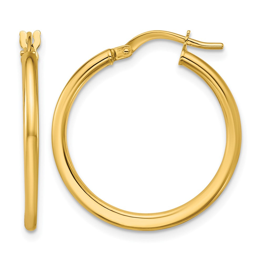 10K Yellow Gold Polished Round Hoop Earrings