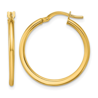 10K Yellow Gold Polished Round Hoop Earrings