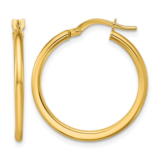 10K Yellow Gold Polished Round Hoop Earrings