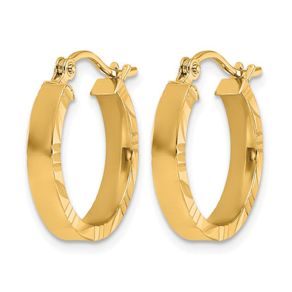 10K Yellow Gold Small 3mm D/C Edge Polished Hoop Earrings