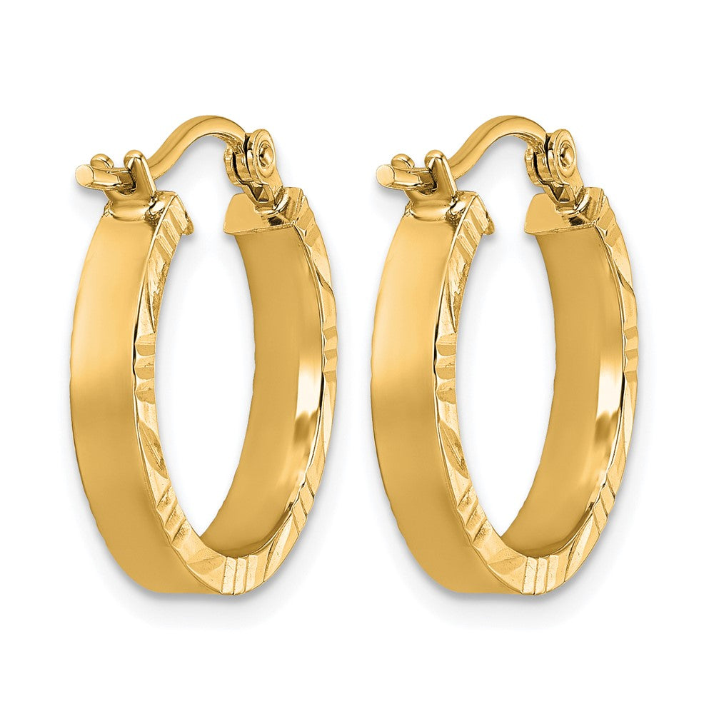 10K Yellow Gold Small 3mm D/C Edge Polished Hoop Earrings