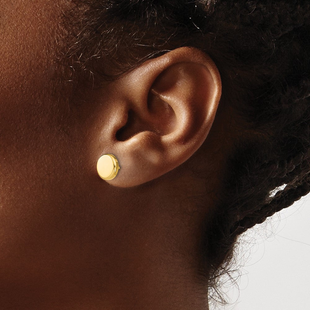 10K Yellow Gold Polished Button Post Earrings