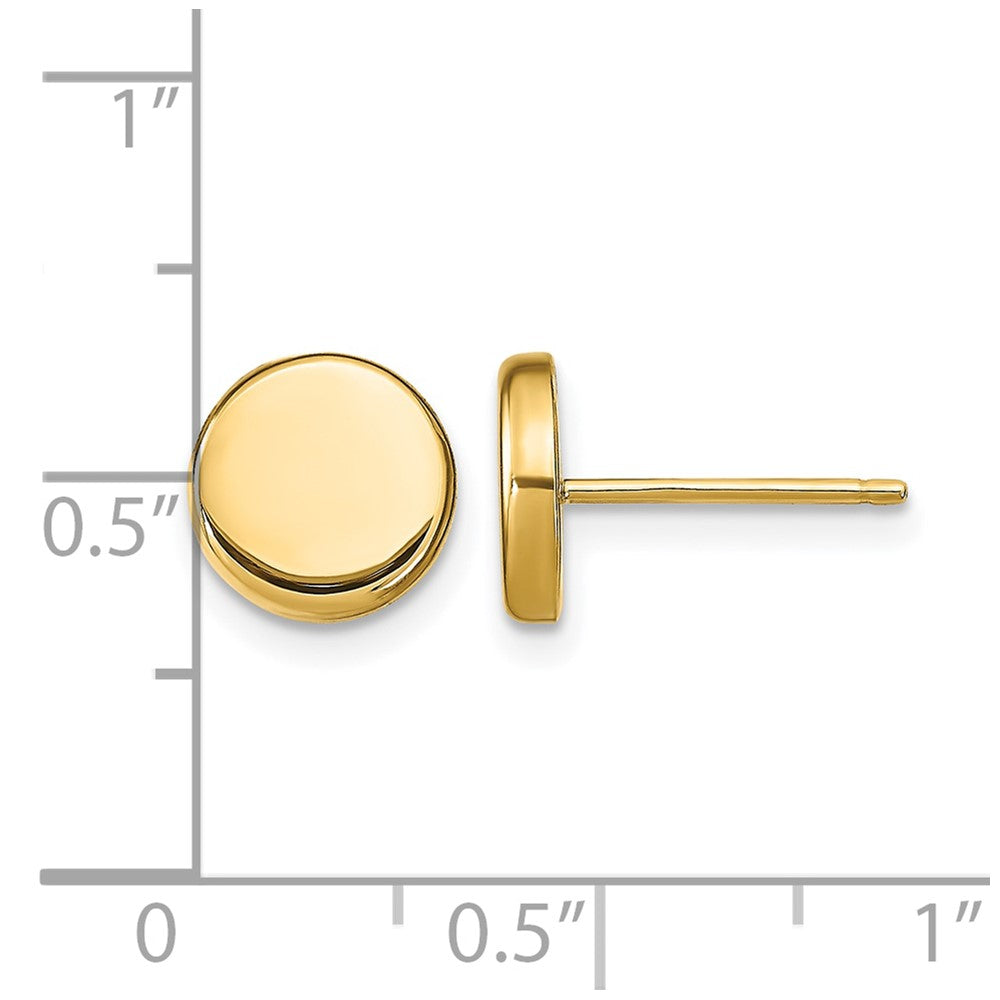 10K Yellow Gold Polished Button Post Earrings