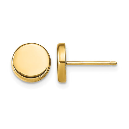 10K Yellow Gold Polished Button Post Earrings