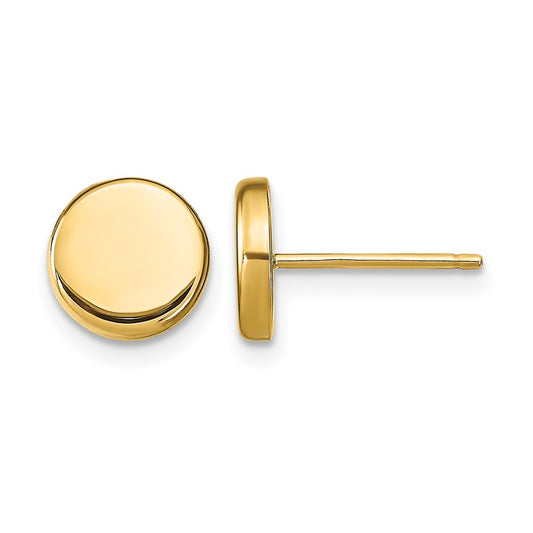 10K Yellow Gold Polished Button Post Earrings