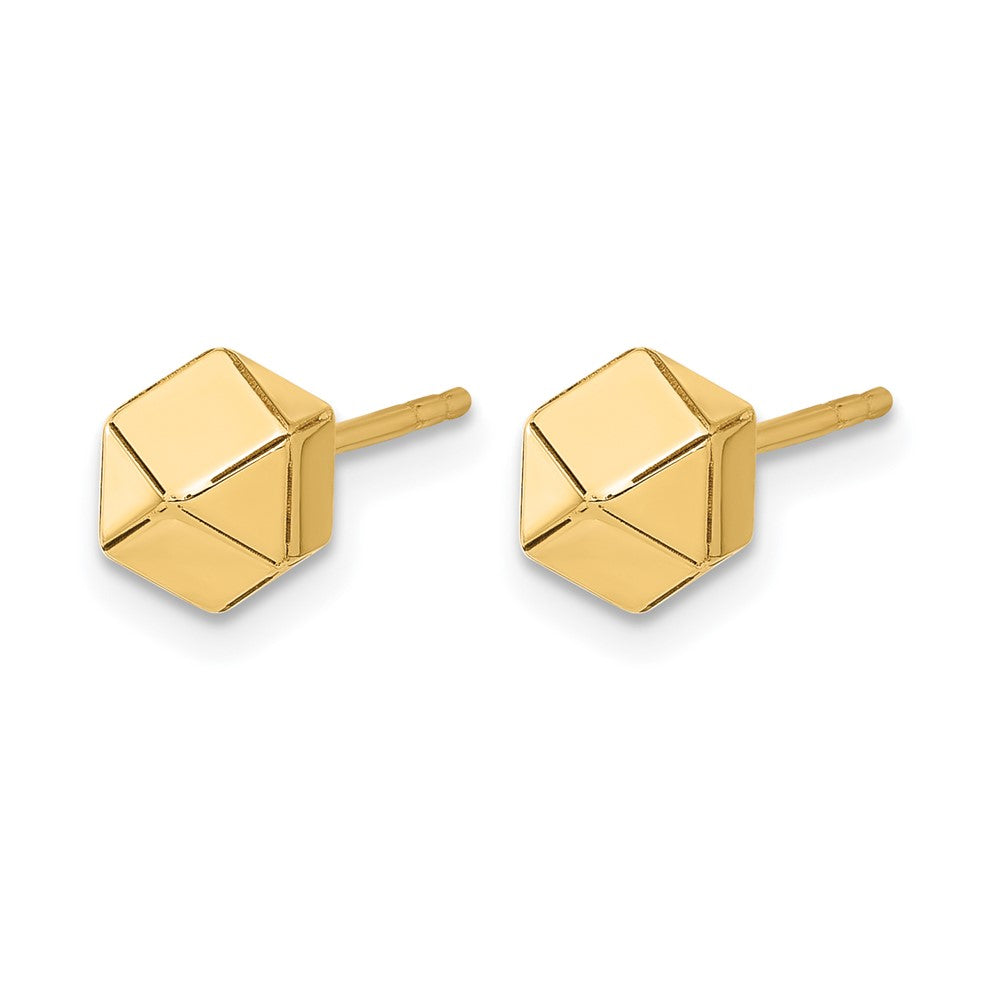 10K Yellow Gold Polished Geometric Ball Post Earrings
