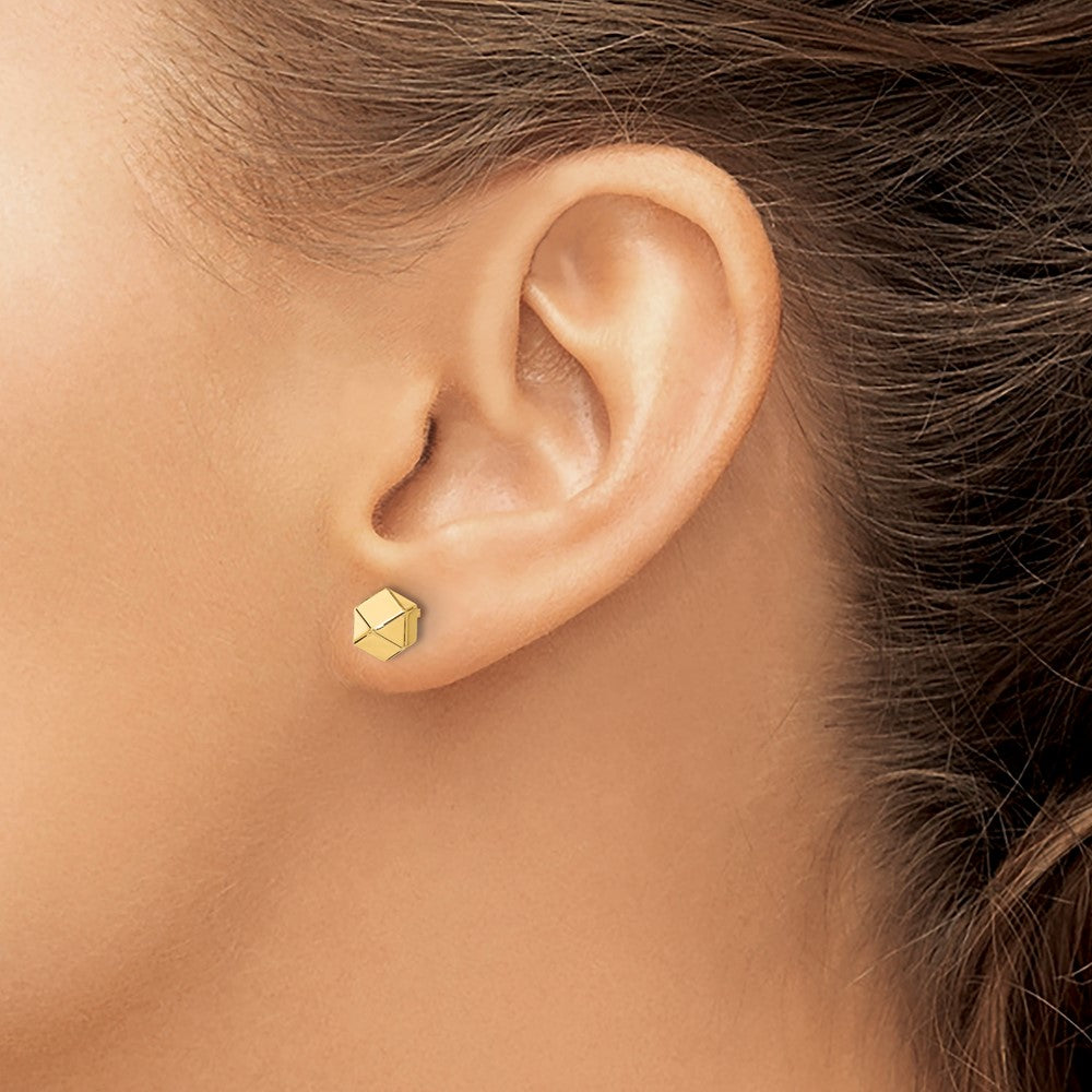 10K Yellow Gold Polished Geometric Ball Post Earrings
