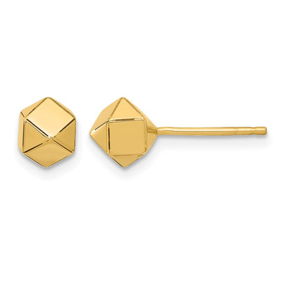 10K Yellow Gold Polished Geometric Ball Post Earrings