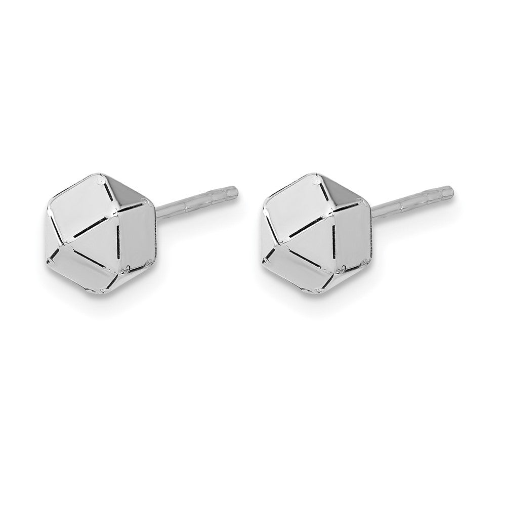 10K White Gold Polished Geometric Ball Post Earrings