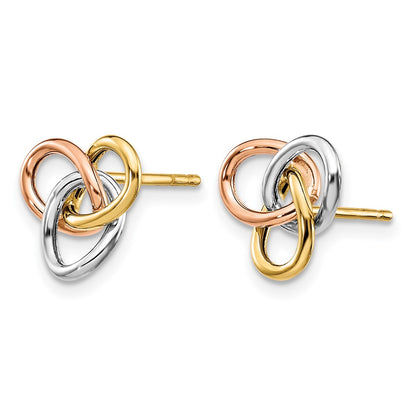 10K Tri Color Polished Rings Post Earrings