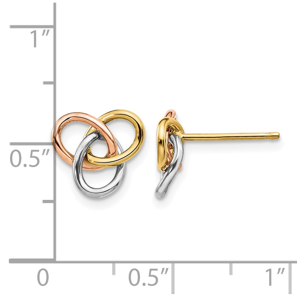 10K Tri Color Polished Rings Post Earrings
