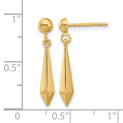 10K Yellow Gold Polished Post Dangle Earrings