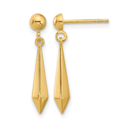 10K Yellow Gold Polished Post Dangle Earrings