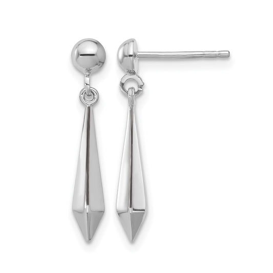 10K White Gold Polished Post Dangle Earrings
