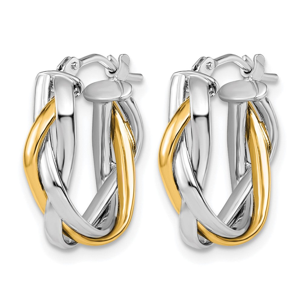 10K Yellow Rhodium Wht Plating Braided Hoop Earrings
