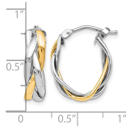 10K Yellow Rhodium Wht Plating Braided Hoop Earrings