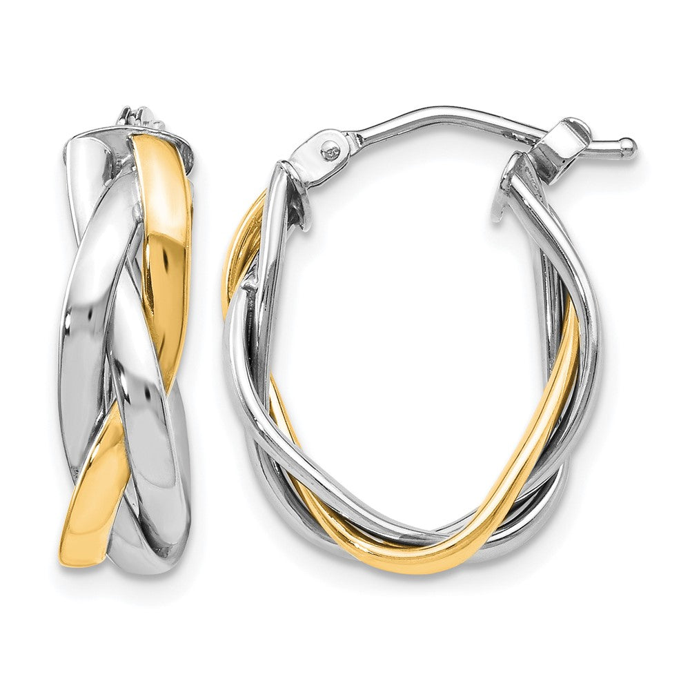 10K Yellow Rhodium Wht Plating Braided Hoop Earrings
