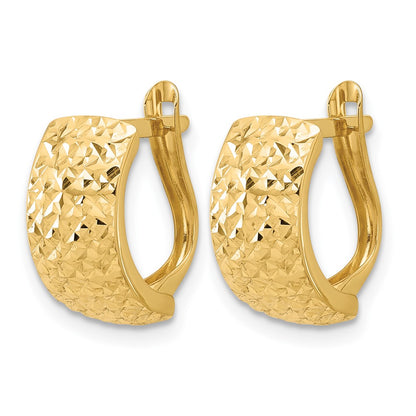 10K Yellow Gold Polished And Diamond Cut Omega Back Earrings