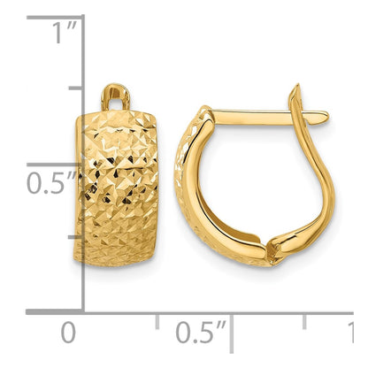 10K Yellow Gold Polished And Diamond Cut Omega Back Earrings