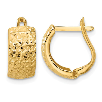 10K Yellow Gold Polished And Diamond Cut Omega Back Earrings