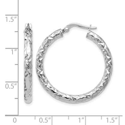 10K White Gold Foreverlite Polished And Textured Earrings