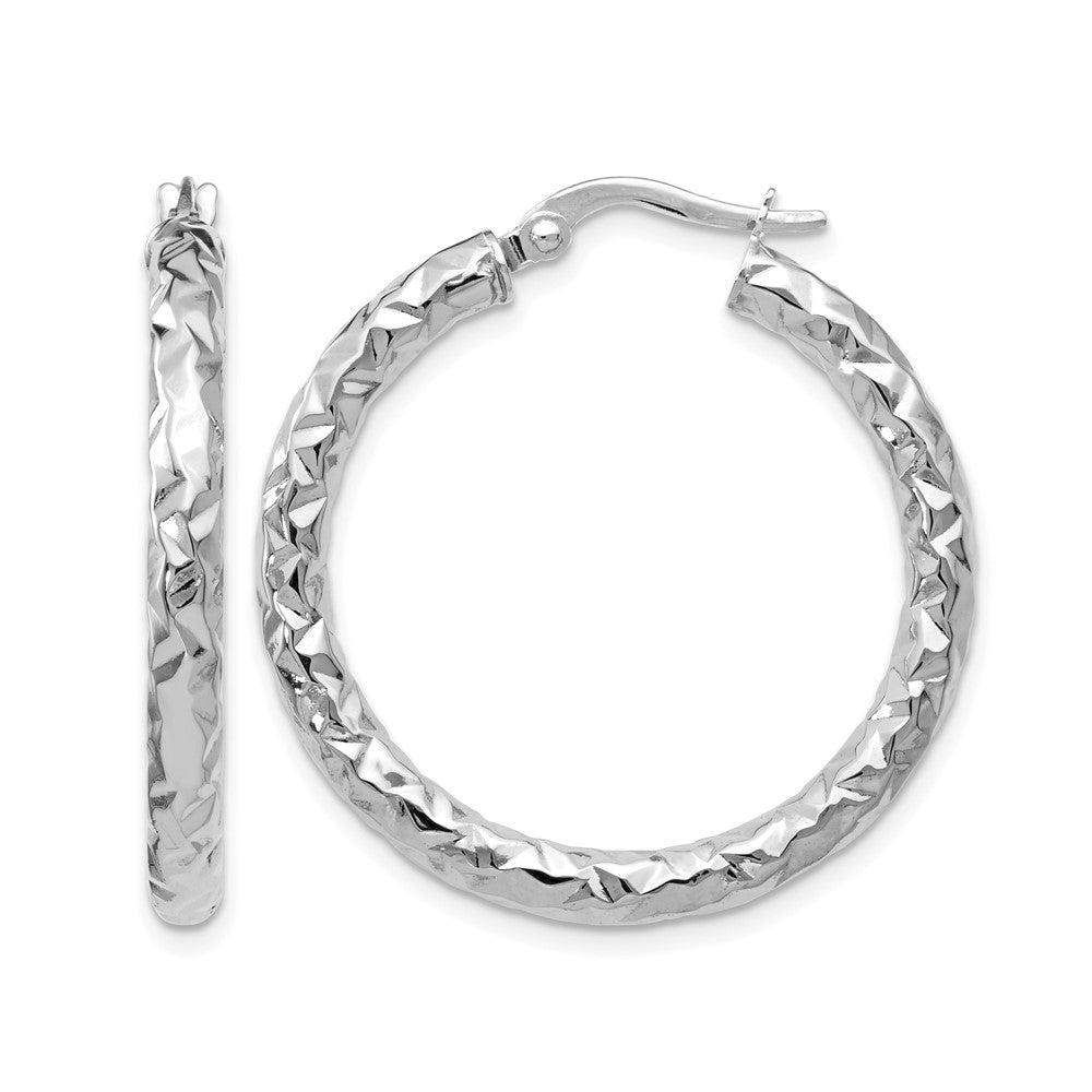 10K White Gold Foreverlite Polished And Textured Earrings