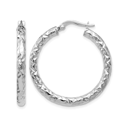 10K White Gold Foreverlite Polished And Textured Earrings