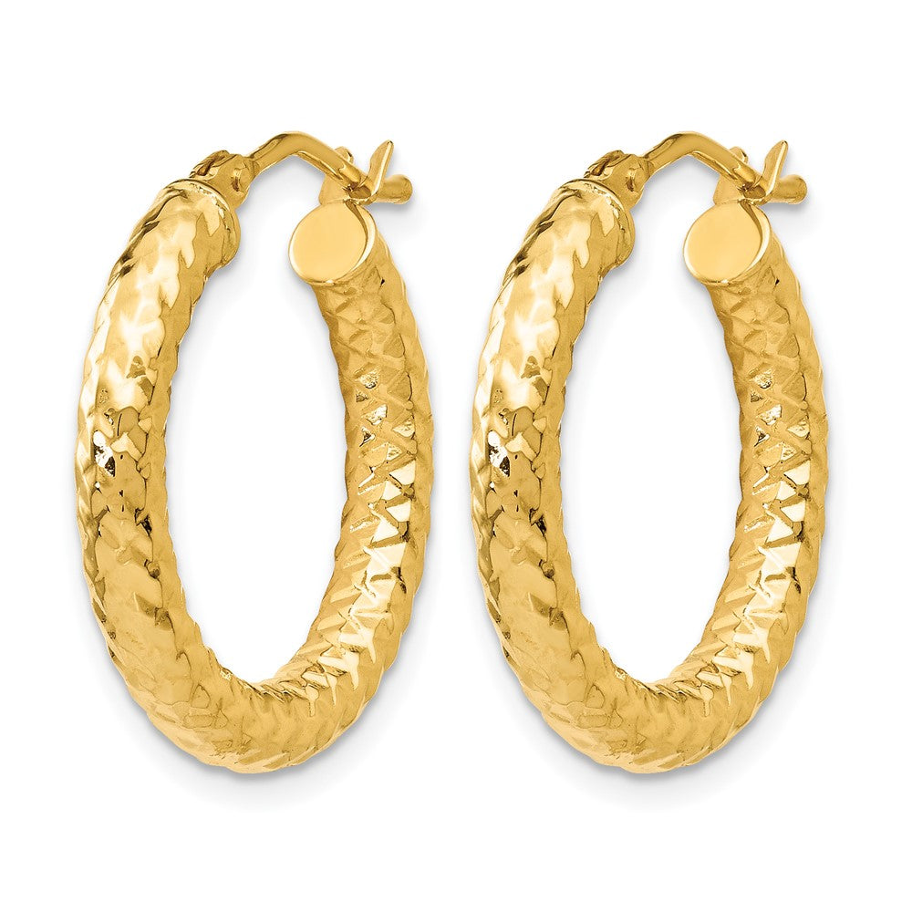 10K Yellow Gold Foreverlite Polished And Textured Hoop Earrings