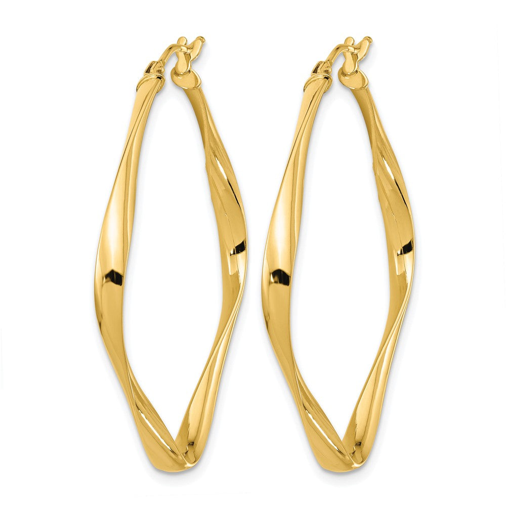 10K Yellow Gold Polished Twisted Square Hoop Earrings