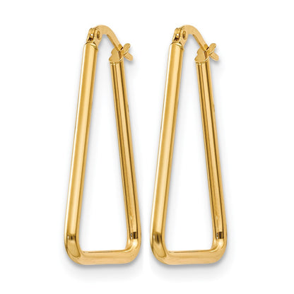 10K Yellow Gold Polished Geometric Shape Hoop Earrings