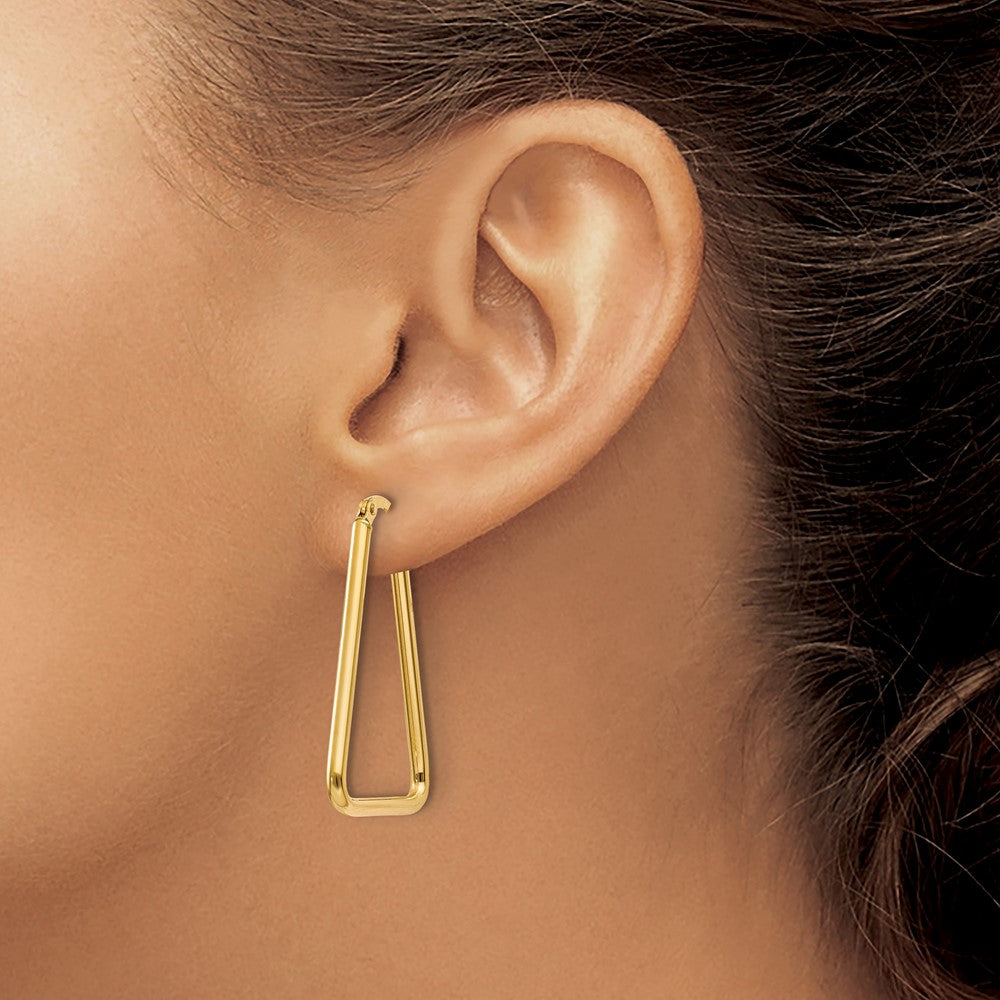 10K Yellow Gold Polished Geometric Shape Hoop Earrings