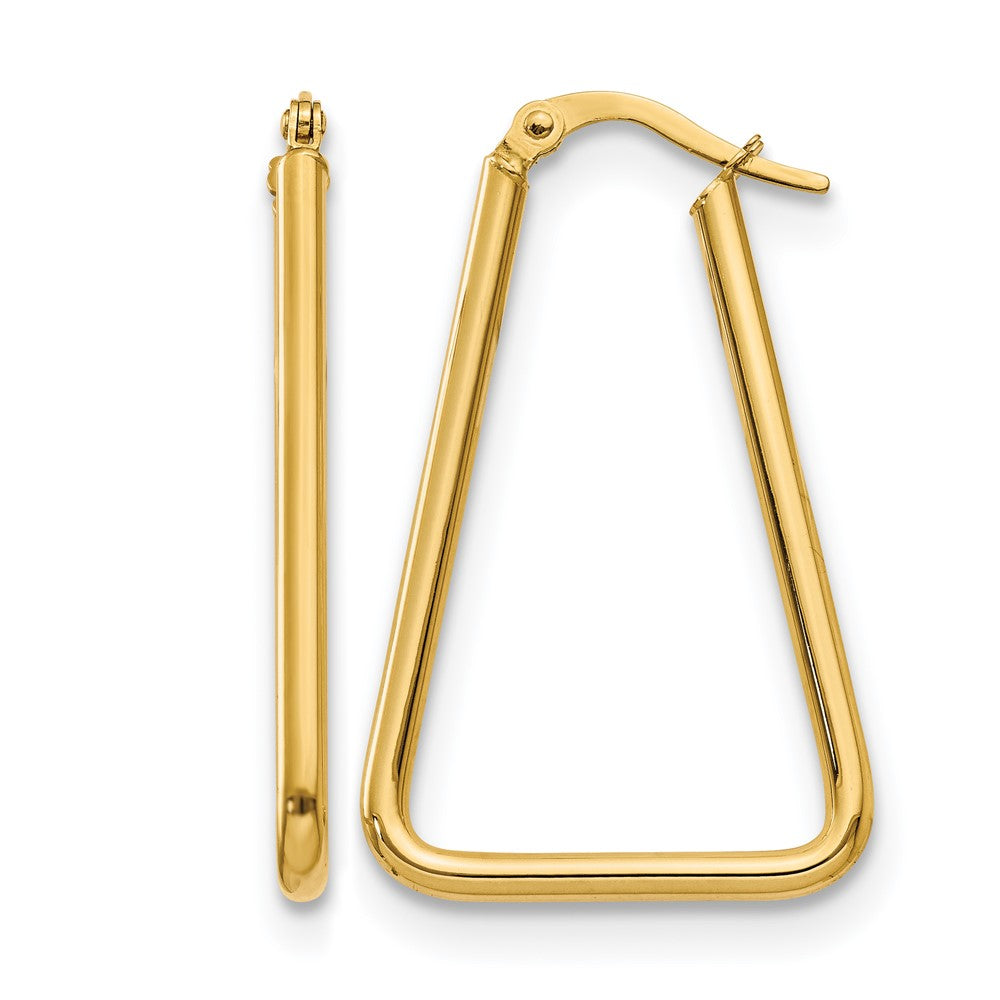 10K Yellow Gold Polished Geometric Shape Hoop Earrings