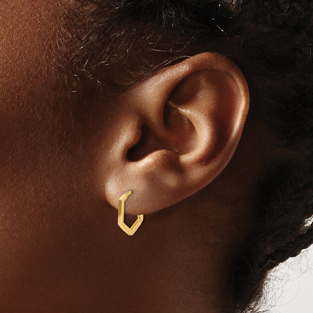 10K Yellow Gold Polished Geometric Hoop Earrings