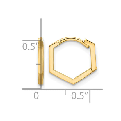 10K Yellow Gold Polished Geometric Hoop Earrings
