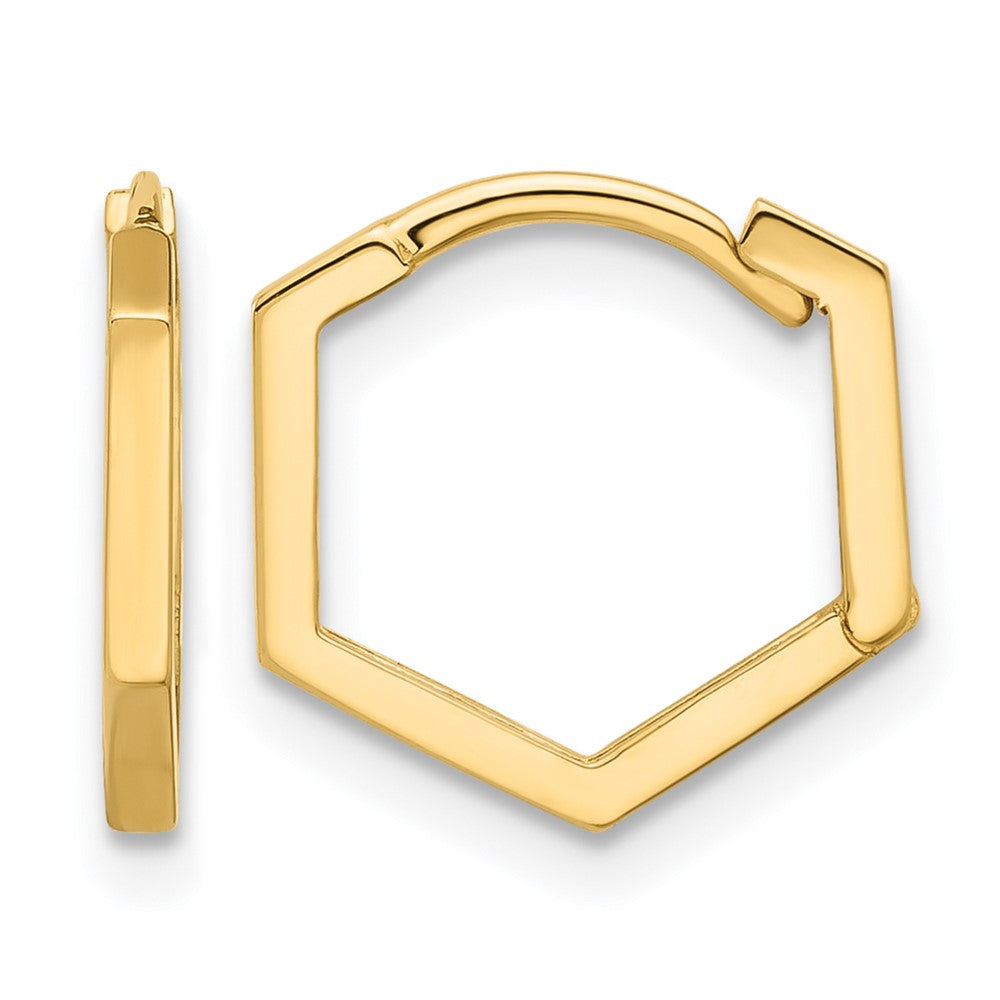10K Yellow Gold Polished Geometric Hoop Earrings