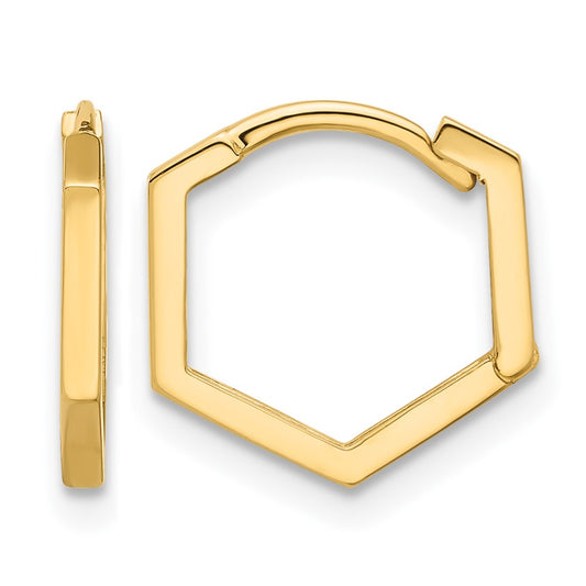 10K Yellow Gold Polished Geometric Hoop Earrings