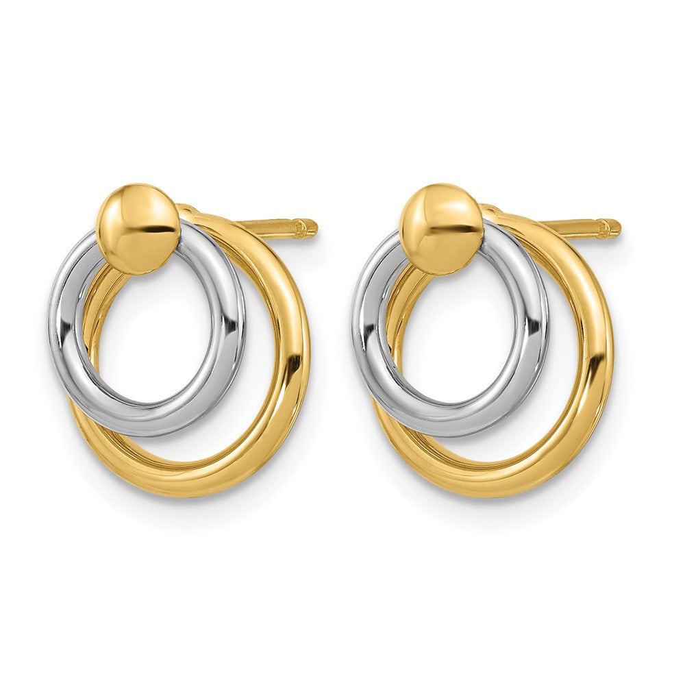 10K Two Tone Polished Post Dangle Earrings