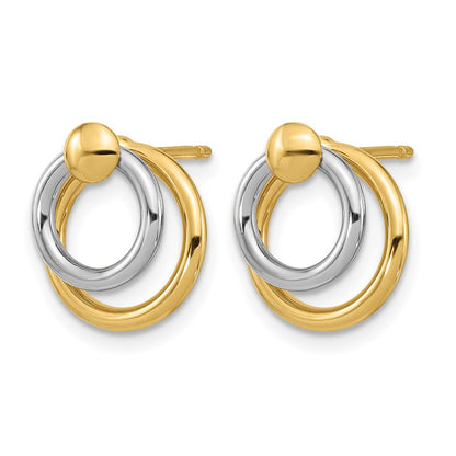 10K Two Tone Polished Post Dangle Earrings