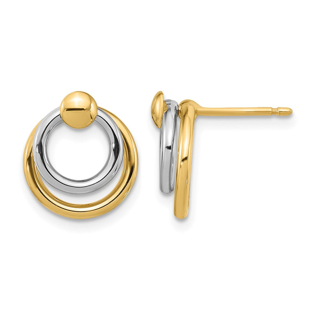 10K Two Tone Polished Post Dangle Earrings