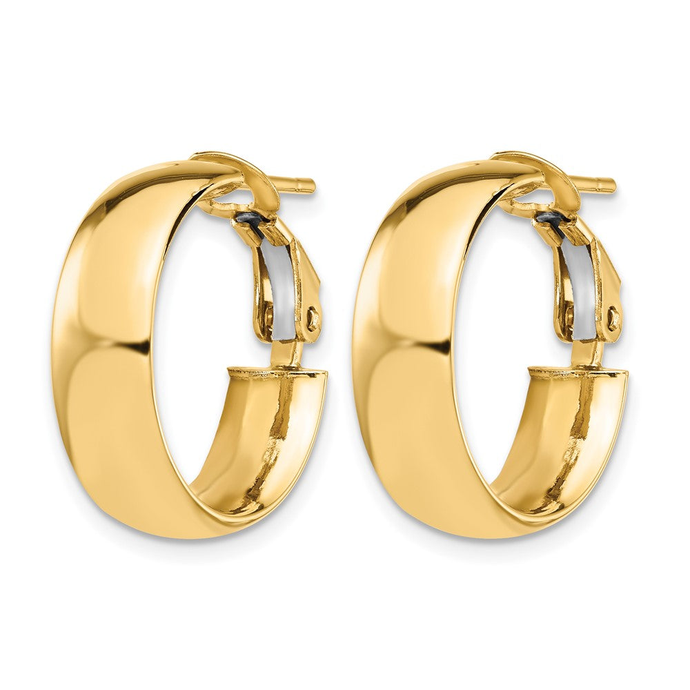 10K Yellow Gold Polished Omega Back Hoop Earrings