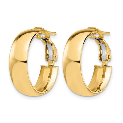 10K Yellow Gold Polished Omega Back Hoop Earrings