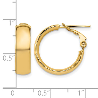 10K Yellow Gold Polished Omega Back Hoop Earrings