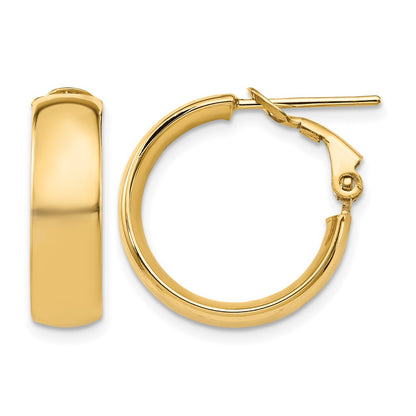 10K Yellow Gold Polished Omega Back Hoop Earrings